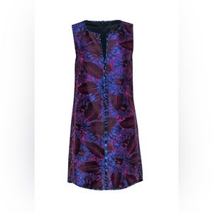J Crew Midnight Floral V-Neck Purple/Blue Jacquard MIDI Dress Sz 6